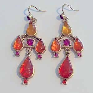 Vintage Boho colored stone chandelier earrings